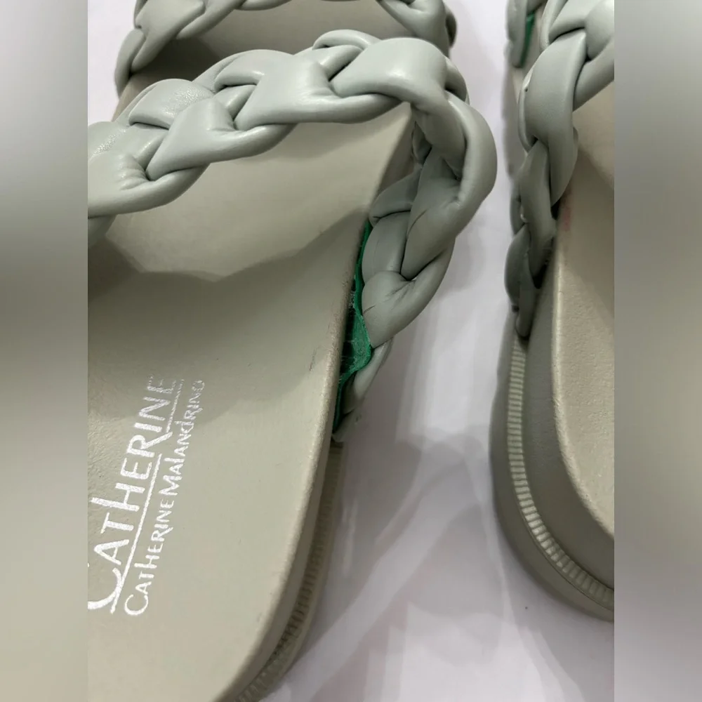 Catherine Malandrino Women Double Strap Green Sandals Size 9 Summer Beach Vacay